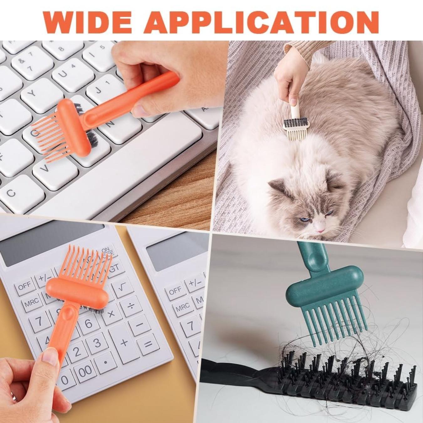 Two-in-one Brush Cleaning Tool, Comb Cleaning Brush, Portable Brush Cleaning Rake, Brush Cleaning Solution, Comb Cleaner Brush Cleaning Tool, Hair Cleaning Tool for Home and Salon Use (orange)