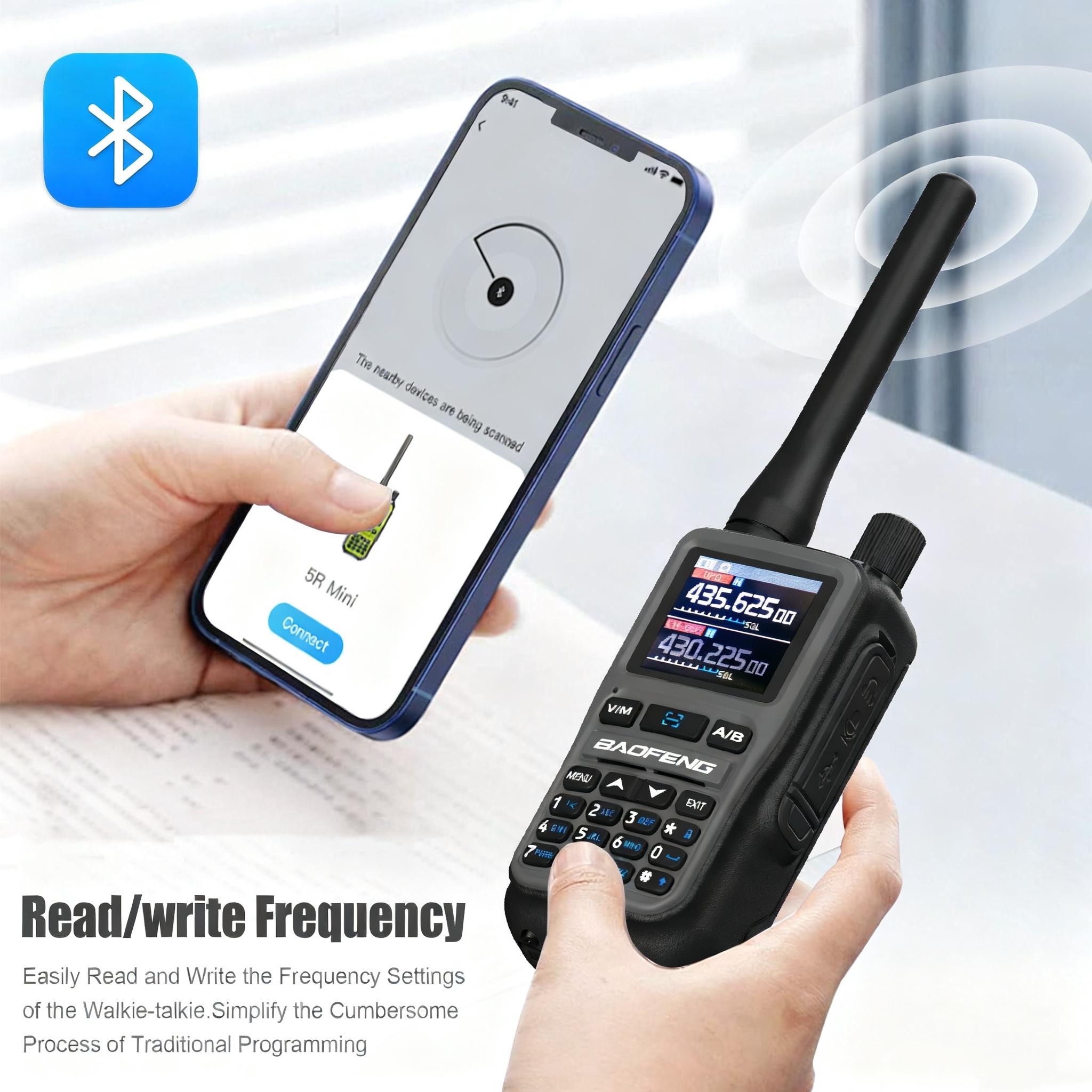 BAOFENG UV-5R Mini 2025 New Outdoor Walkie-Talkie for Mountain Climbing 5W Output Power APP Programming Type-C Charging Dual PTT Dual Band 999CH-Channels Rechargeable Walkie Talkie