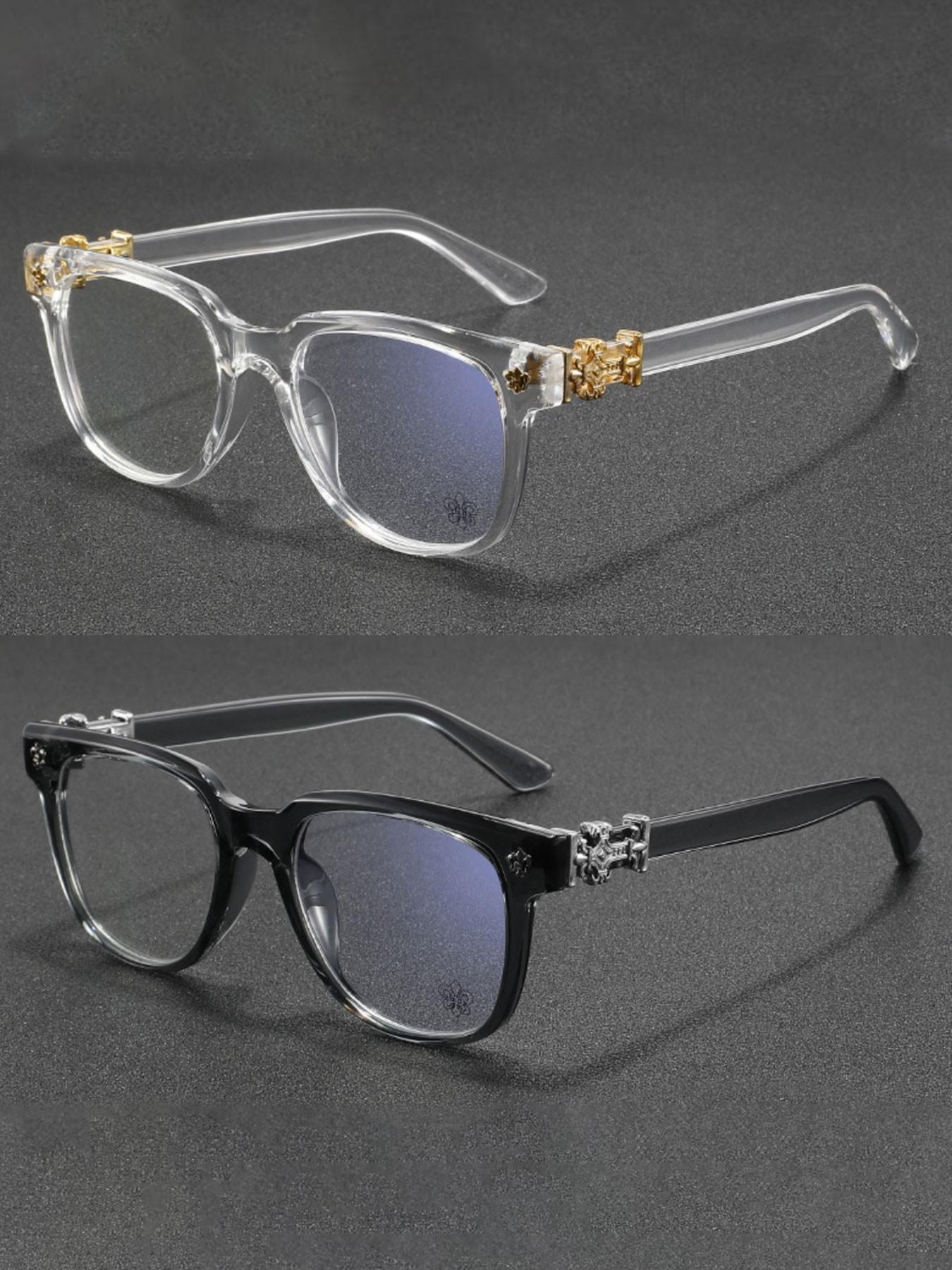 2PCS New Square Glasses, Unisex, Stylish Light Luxury Elegant Artsy Business Style Frames, Multiple Styles Available, Perfect Gift for Him, Suitable for Daily Wed Decorative Photography Glasses