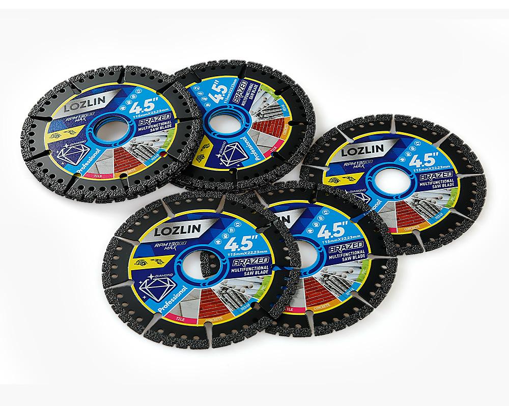 LOZLIN 4.5" 1PCS/3PCS Multi-Material Cutting Blades - Dry Cut Metal,  Tile, Stone & Plastic - Angle Grinder Saw Blades for Cast Iron & Marble (115mm) Tool Accessories