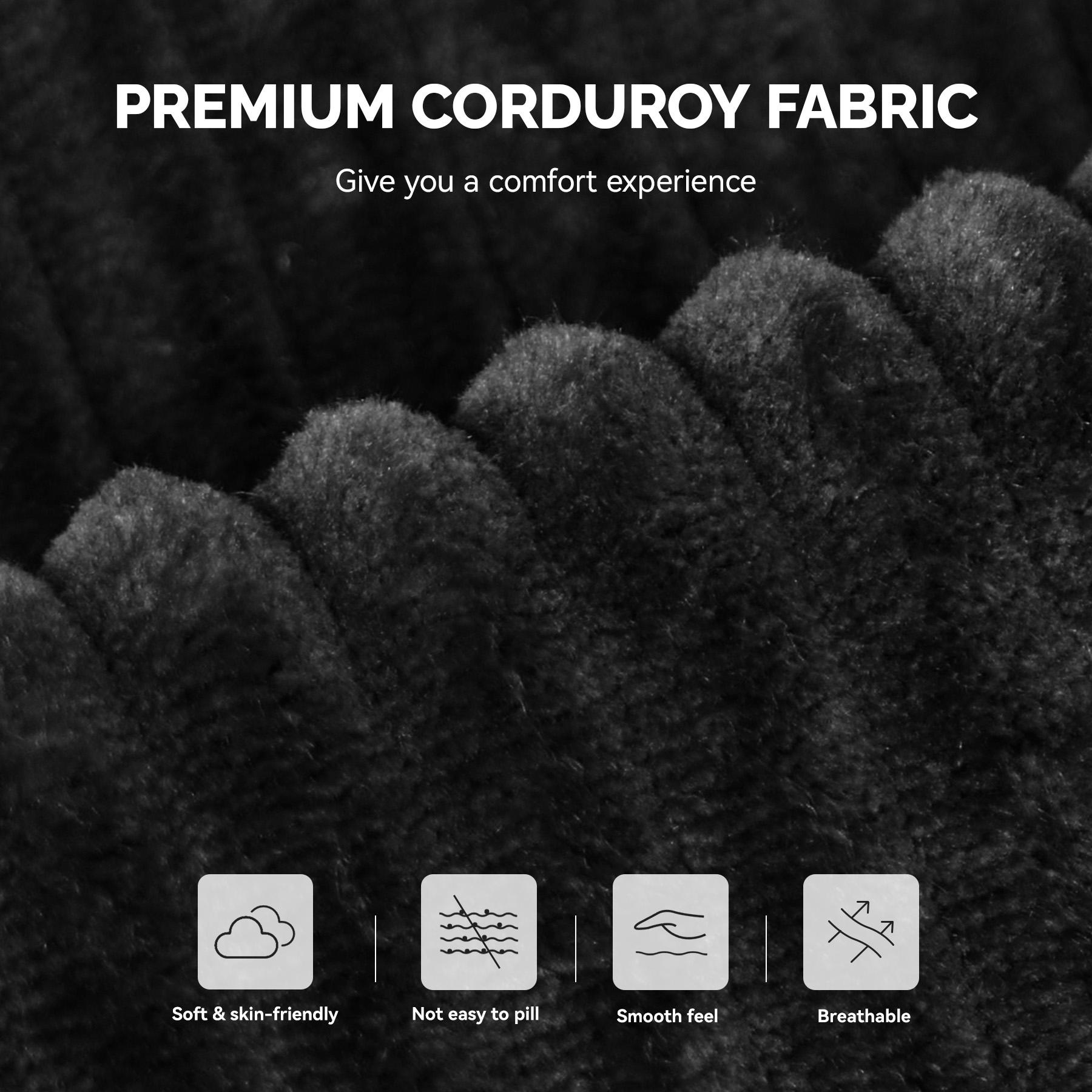 【Shipped in Two Packages】Modern Style Curved Sofa, Upholstery Corduroy Sofa Couch with 3 Pillows, Oversized Sleek Curved Sectional Boucle Fabric Couch for Living Room White