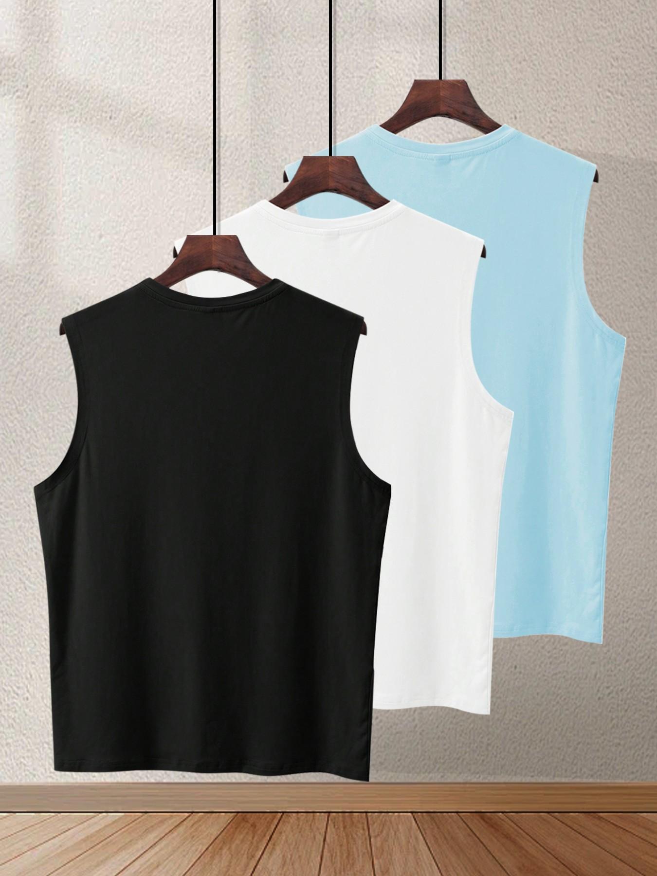 Men's 3-Pack Quick-Dry Sleeveless Tank Tops, Gym Muscle Tee, Casual Summer Fitted T-Shirts, Comfortable Underwear for Sports & Daily Wear