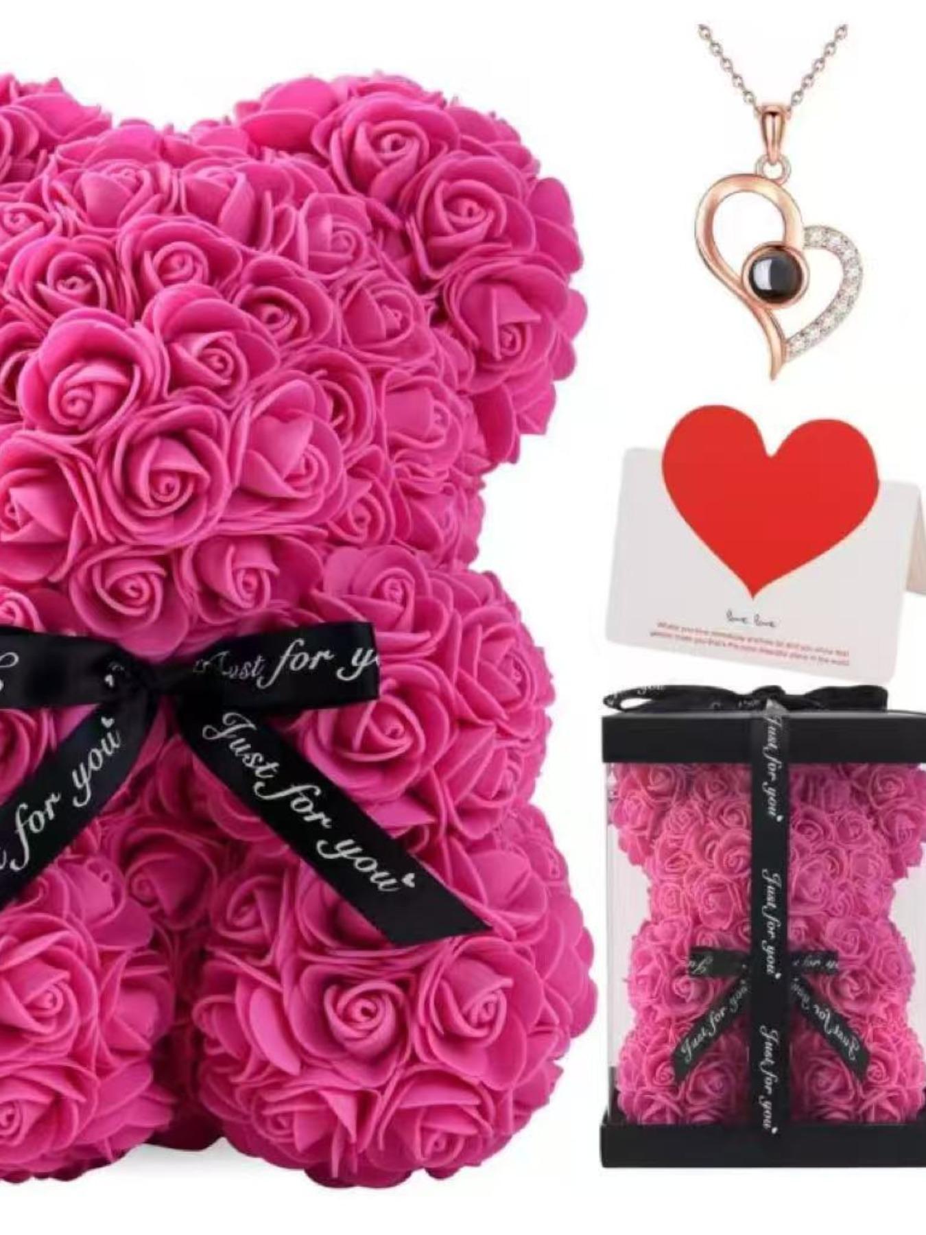 Set Includes 100 Languages Necklace Bear Card Gift Box Mother's Day Gift for Mom Valentine's Day Gift for Girlfriend