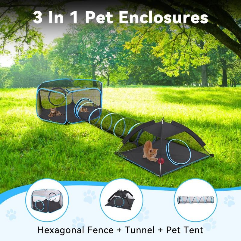 Pawaboo Outdoor Cat Enclosures for Cats Indoor, Patio Portable Mesh Cat Tent, Tunnel, Playhouse with Free Carry Bag & Metal Rod for Multiple Small Animals, Includes Cat Playpen+2 Tent+ Tunnel,Rainbow Pawaboo Outdoor Cat Enclosures for Cats Indoor, Patio Portable Mesh Cat Tent, Tunnel, Playhouse with Free Carry Bag & Metal Rod for Multiple Small Animals, Includes Cat Playpen+2 Tent+ Tunnel,Rainbow