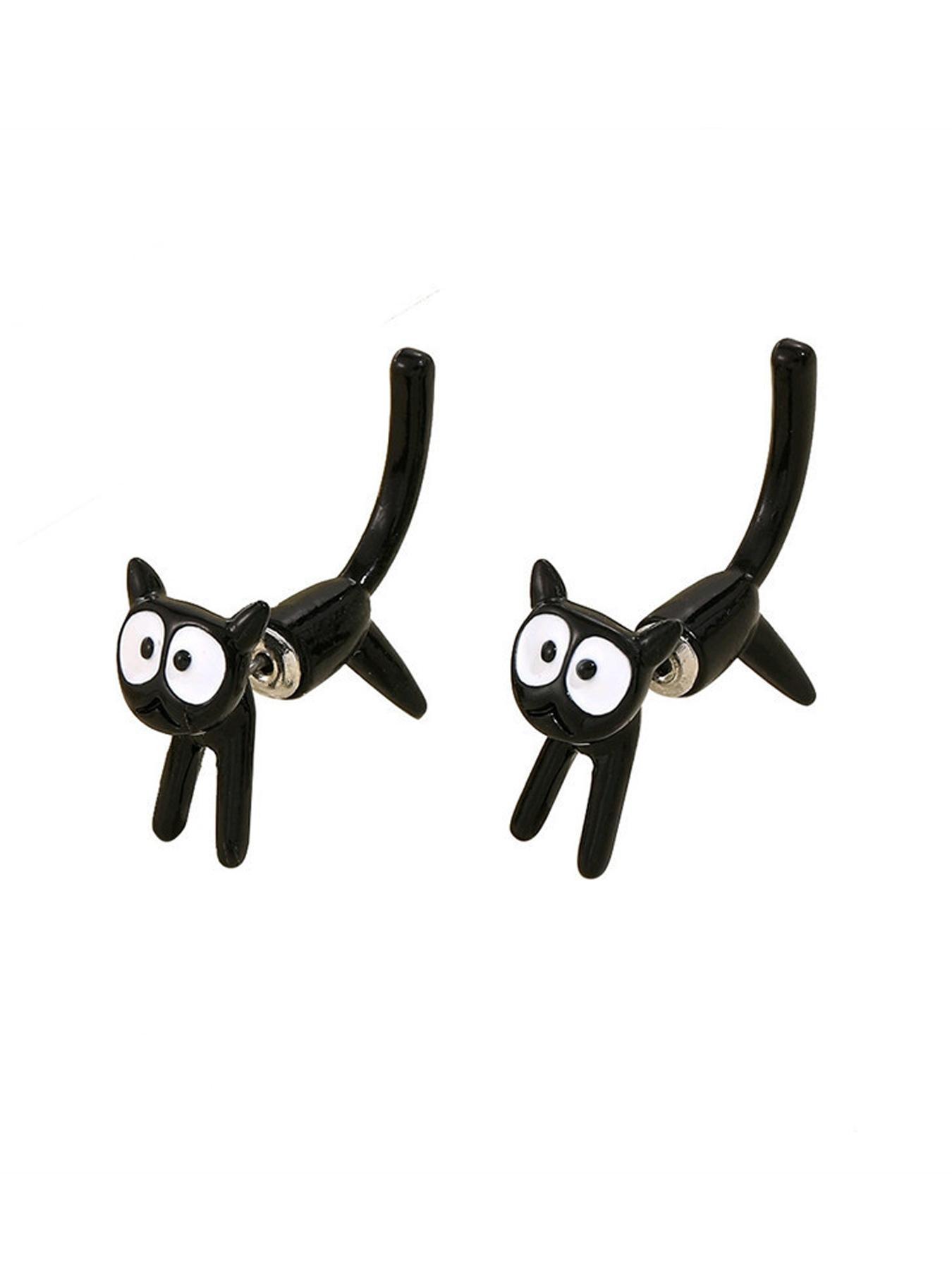 Cute Star Bell Cat Dangle Earrings Kawaii Cartoon Metal Chain Stylish Jewelry For Women And Girls Daily And Party Wear