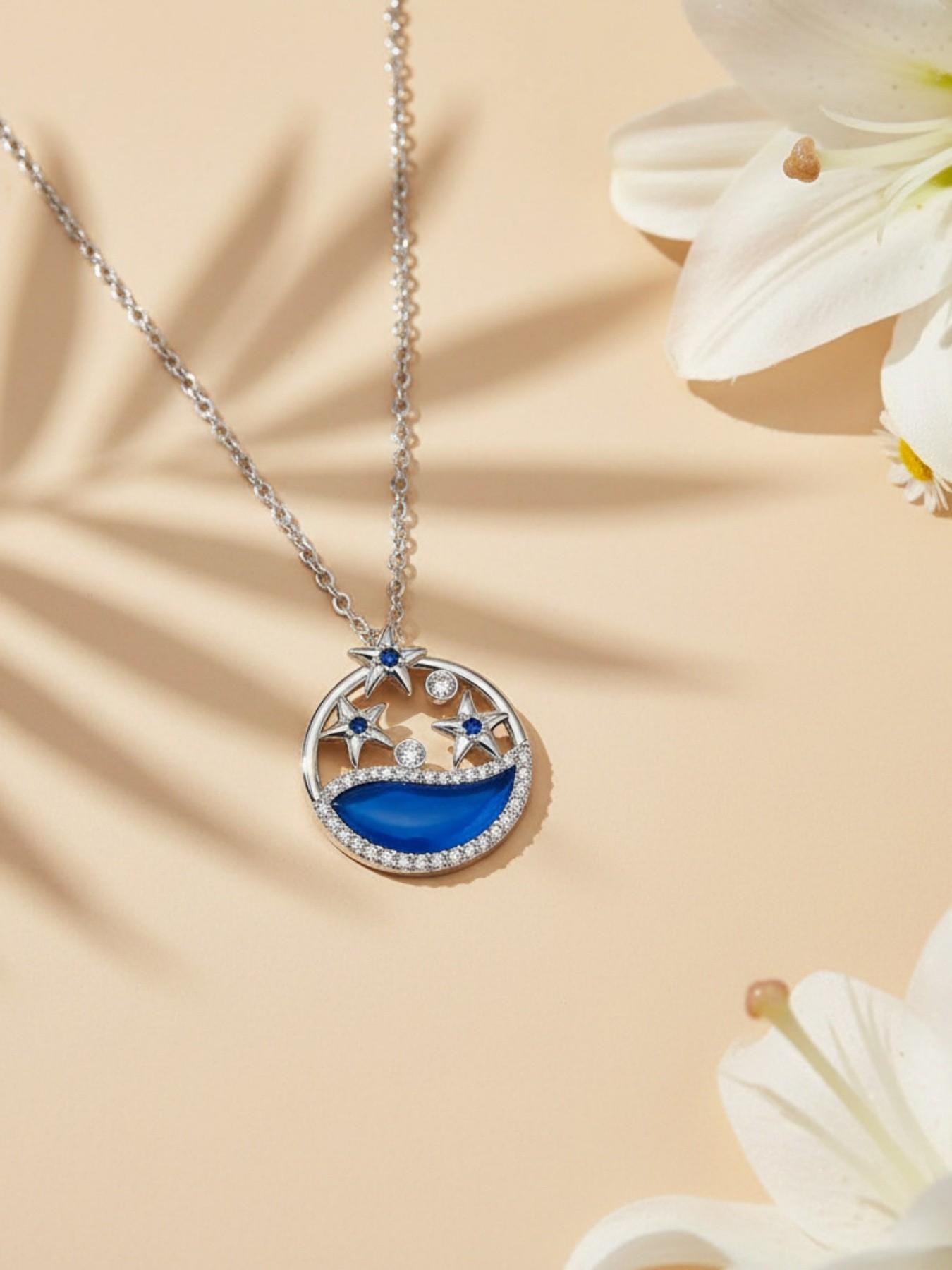 Round Starry Waves · Ocean Diamond Original unique little starfish gem necklace, fresh and elegant.Paired with a preserved rose & teddy bear gift box.Perfect mysterious gift for birthdays, Valentine’s Day, Mother’s Day and Christmas.