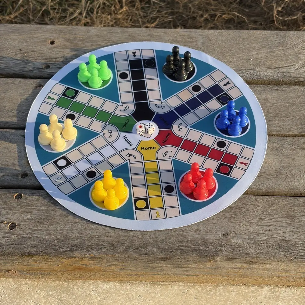 6 Player Game Board, Large 15.75 Inch, Includes Round Game Board, 24 Six-Color Dice, 2 Dice Cups, Perfect for Family Game Night, Christmas, Halloween