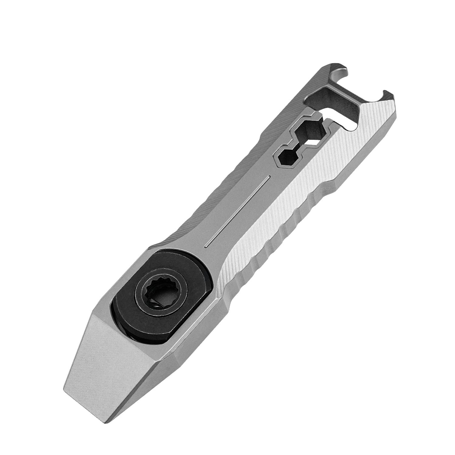 Titanium Alloy Dual Direction Ratchet Wrench with Mini Cross Screwdriver, Phillips Screwdriver, Small Pry Bar, Outdoor Bottle Opener