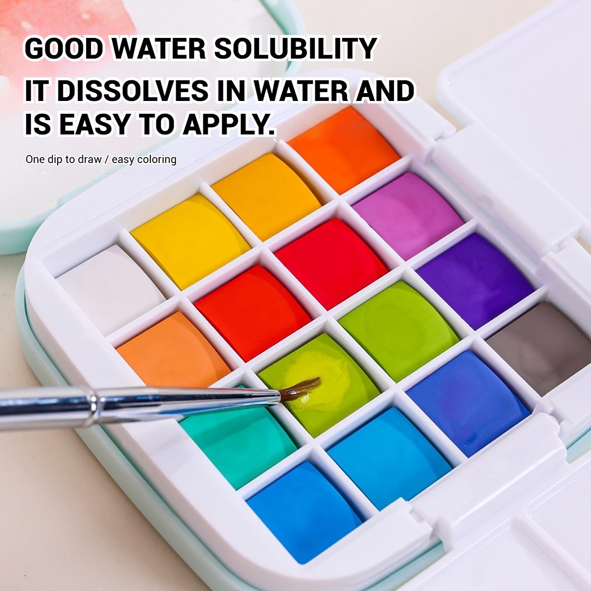 16 Color Watercolor Solid Paint Set, Art Drawing Supplies, Includes Metal Brushes, Portable Gift Box, Ideal for Adults Teens Students, Holiday Gift
