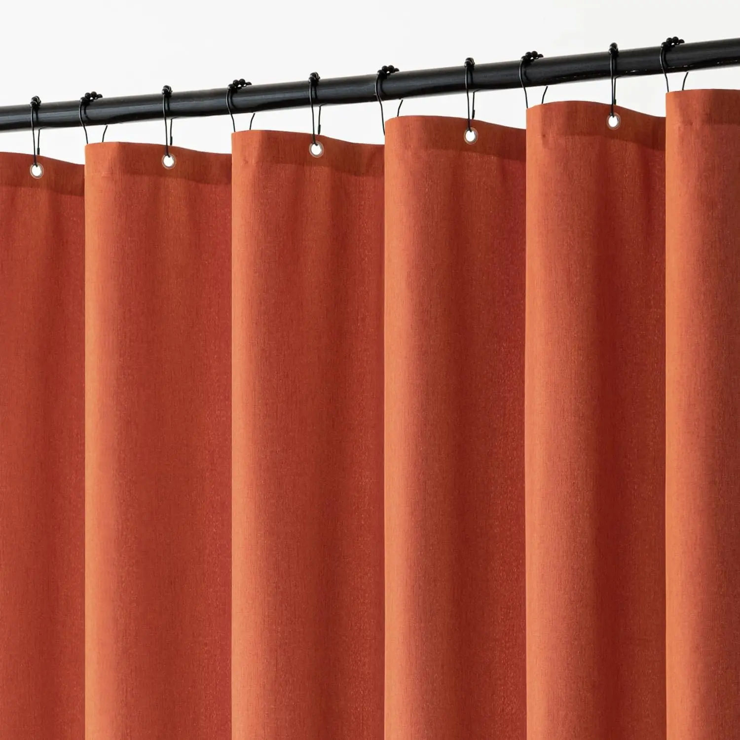 Fall Burnt Orange Terracotta Linen Shower Curtain 72*72 Metal Hooks | Modern, Heavy Duty, Fabric Shower Curtain, Waterproof Thick Cloth Shower Curtain, Washable, Bathroom Hotel Bathtub