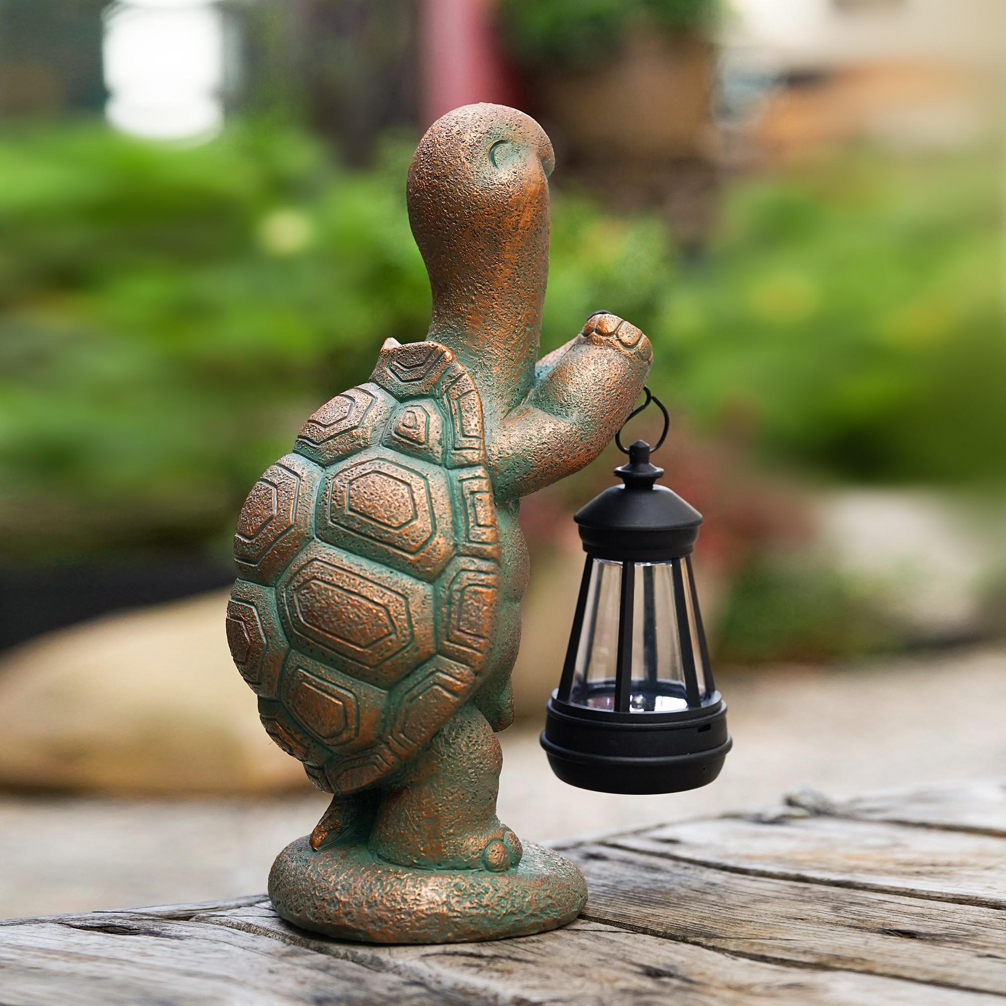 Outdoor Garden Turtle Statue Resin Material Lantern Decorative Lawn Yard Unique Home Decoration Women Gift