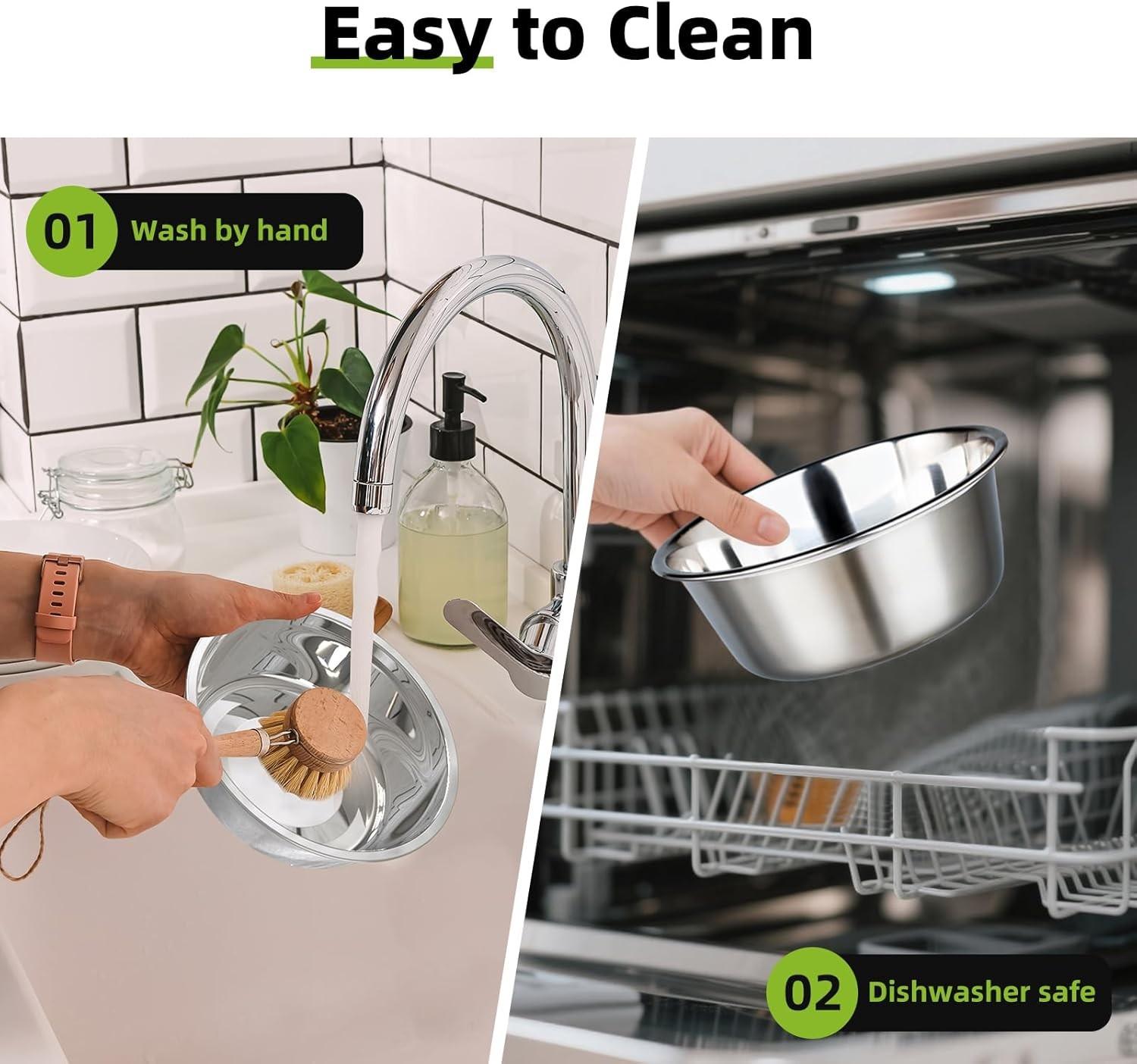 Stainless Steel Dog Bowls Set, Double Food & Water Bowls for Dogs, Dual Dog Food Bowl with 2 Small (18oz*2) Bowl, Non-Slip Pet Bowls Suitable for Puppies, Small and medium Dogs (White)