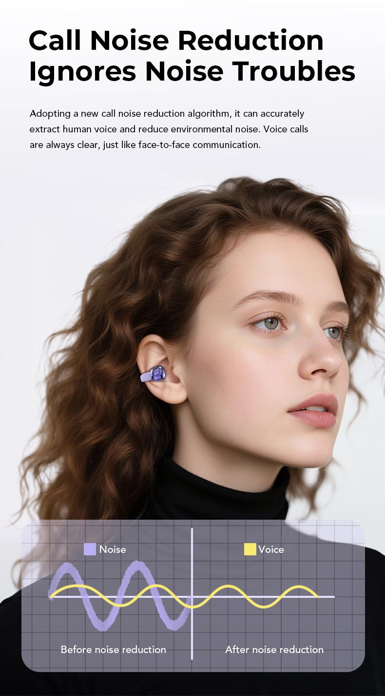 MINISO MS198 Clip-on Design Wireless Earphones Bluetooth 6.0 No-sense wearing HiFi Stereo Sound Audio Wireless Headphones for Music & Phone Calls IPX5 Waterproof Sports Earbuds for Running, Workout