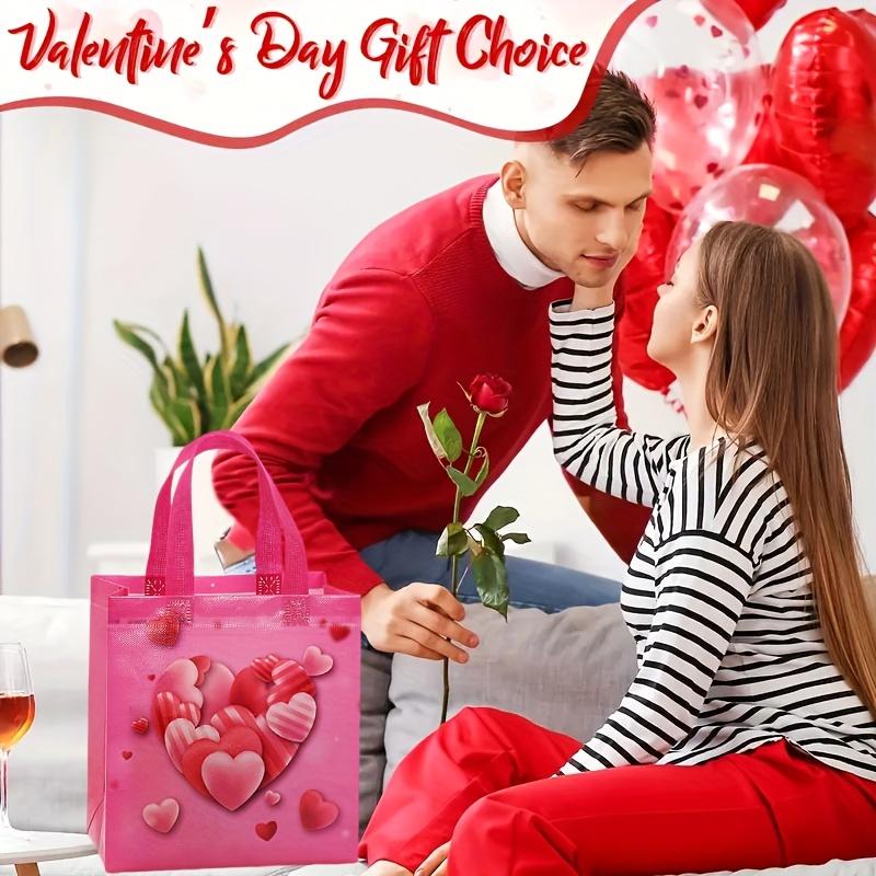 8/12pcs Valentine's Day Gift Bags, Waterproof Non-Woven Drawstring Bags ...