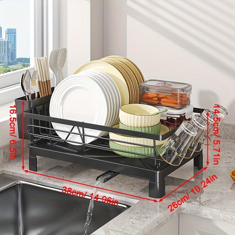 1 Set Black Kitchen Sink Drainer Rack Detachable Utensil Holder with Drainboard Countertop Dish Drying Organizer