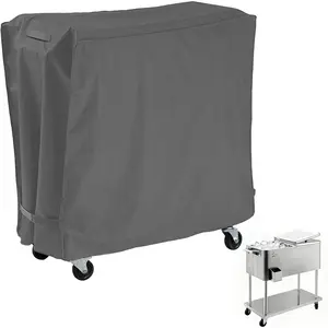 AKEfit Outdoor Cooler Cart Cover,Patio Cooler Cover Waterproof for 65-80 Quart Rolling Ice Chest Cooler Cart Table, Grill Table and Beverage Cooler on Wheels-34"Lx19"Wx31"H-Grey