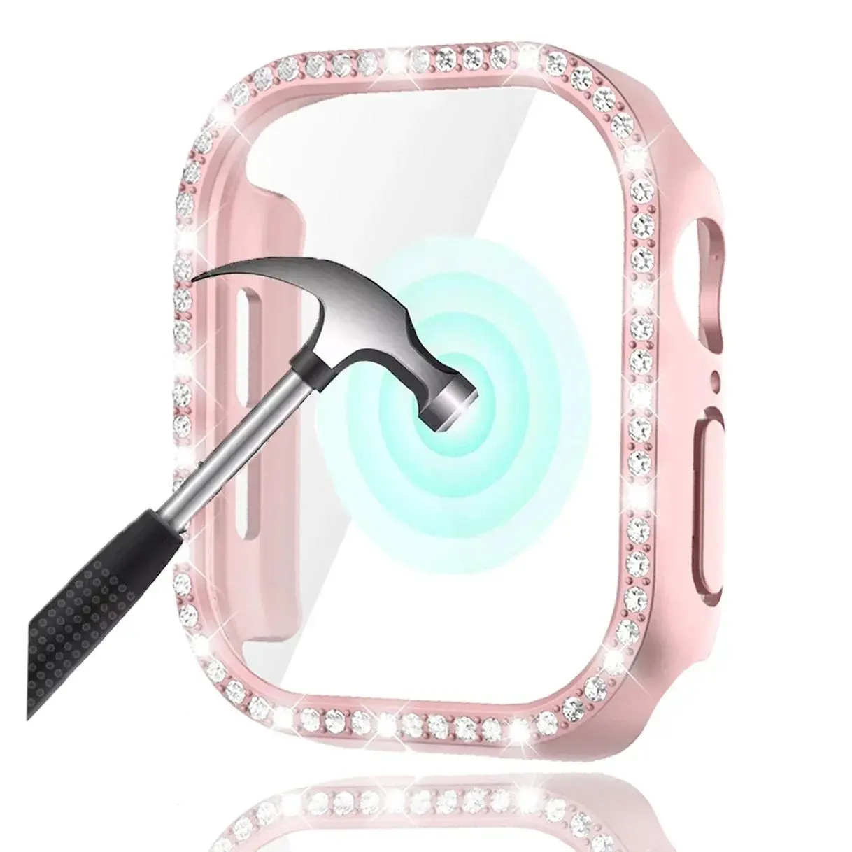 Bling Glass+Cover For Apple Watch 11 10 42mm 46mm Diamond Hard PC bumper+Screen Protector Case iwatch series 11 10 Accessories