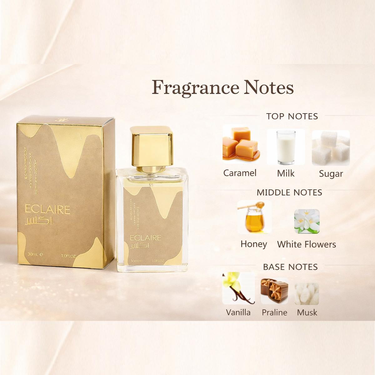 Eclaire Vanilla Perfume 30ML, Long Lasting Sweet Creamy Highly Scented Fragrance for Women, Premium Quality Gourmand Vanilla Scented Spray, Ideal Gift Choice