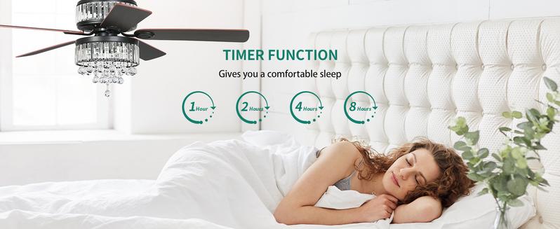 Yitahome Chandelier Ceiling Fan with Remote, 52 Inch Fandelier Fan Light, Indoor Fan Ceiling with 3 Speed, Silent Reversible Motor, Dual-Sided 5 Blades, Timer, Balance Kit - Black