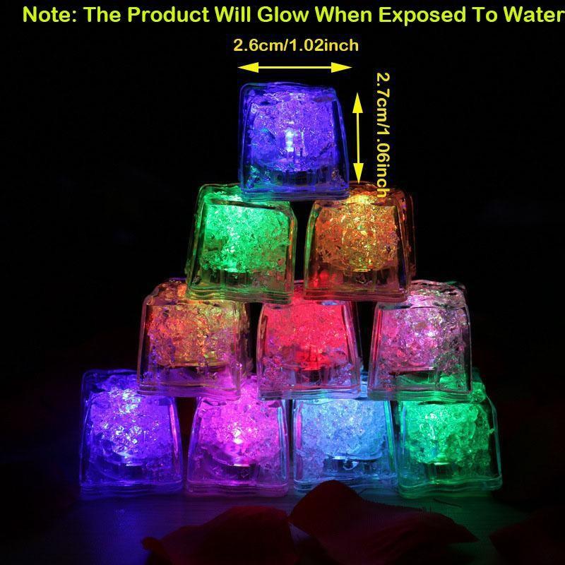 6pcs Color LED Flashing Ice Cubes, Fake Ice Cubes, Waterproof Reusable, Water Activated, Party Drinks, Wedding Bars, DIY Toy, Summer Toys, Water Toys