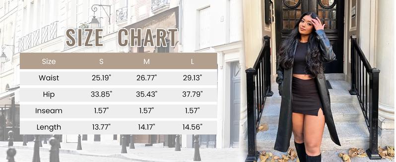 Ommig Women's Mini Skirt Stretchy Mid-Waist Side Slit Fitted Bodycon Short Skirt with Shorts Underneath