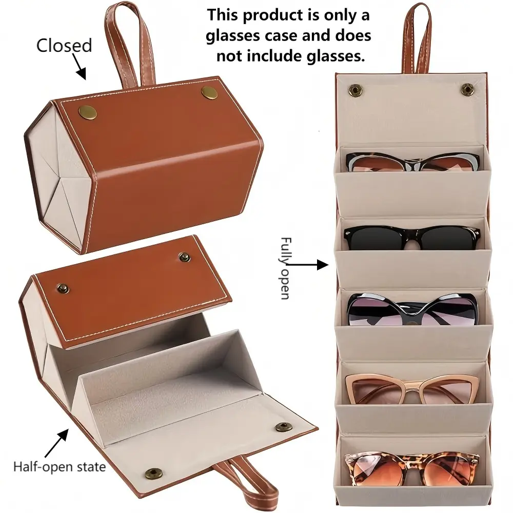 1 Pc Sunglasses Storage Organizer, Multi-Functional 4/5/6 Slots Eyeglasses Case, Creative Premium PU Leather Glasses Box, Multiple Styles Available