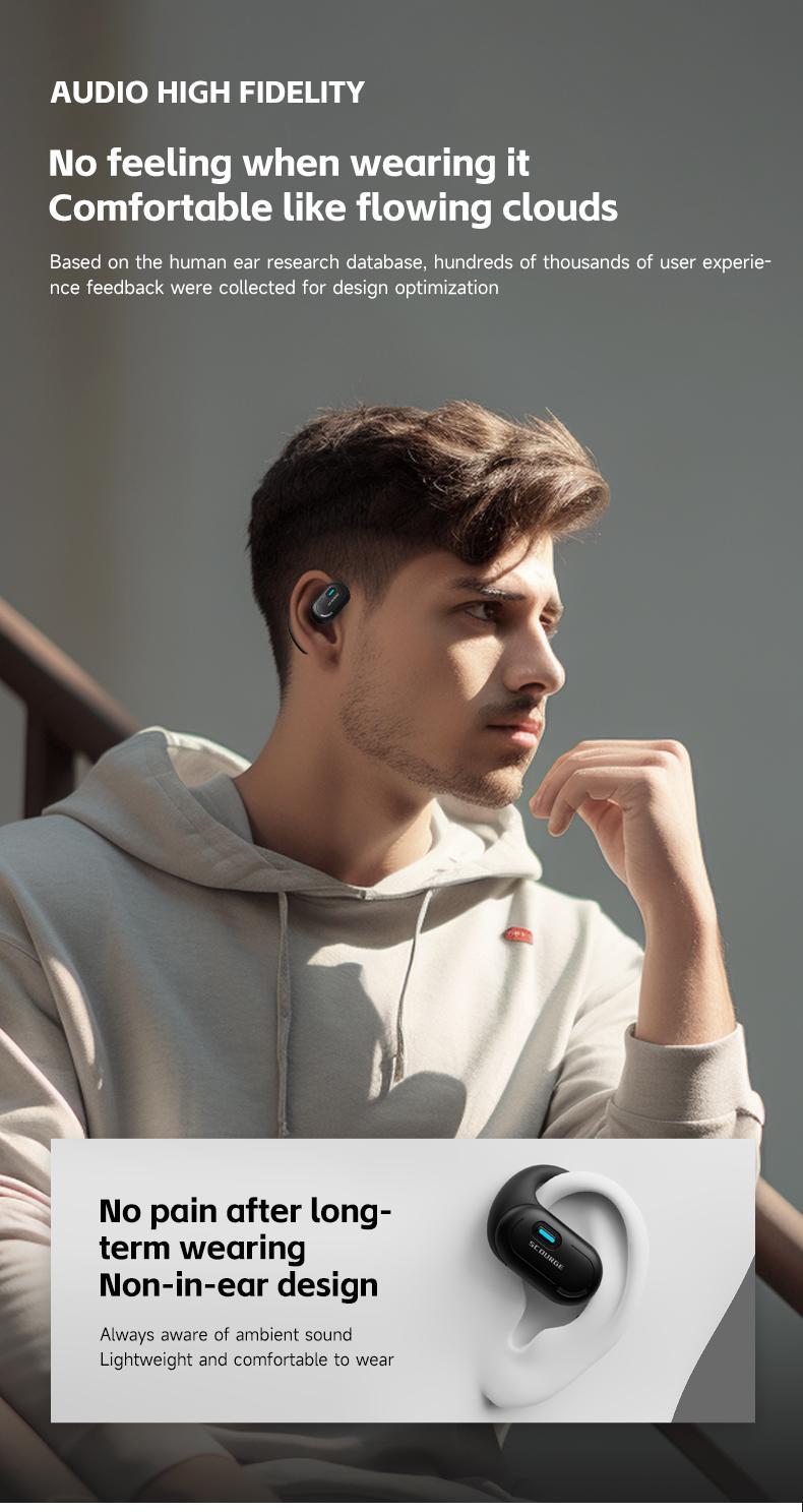 Transformers TF-T15 Wireless Bluetooth 5.4 Headsets High-resolution Surround Sound Earbuds, Invisible & Comfortable Open Ear Headset with Earhooks