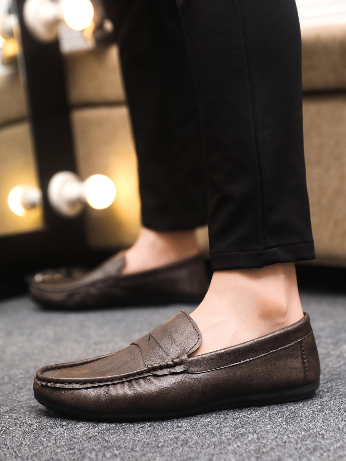 2026 New Spring and Summer Collection for Men, British Style Soft Leather Penny Loafers, Wear-resistant and Non-slip, Ideal for Commute, Driving and Daily Wear, Slip-on Lazy Loafers