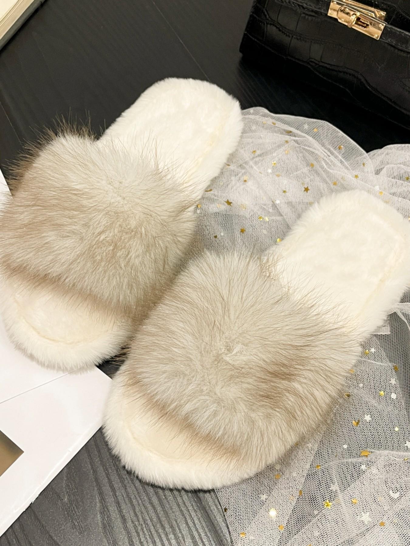 Pure Color Plush Slippers, Comfortable Soft Shoes for Women and Girls, Fashion Trendy Design, Open-Toe Wedding Shoes