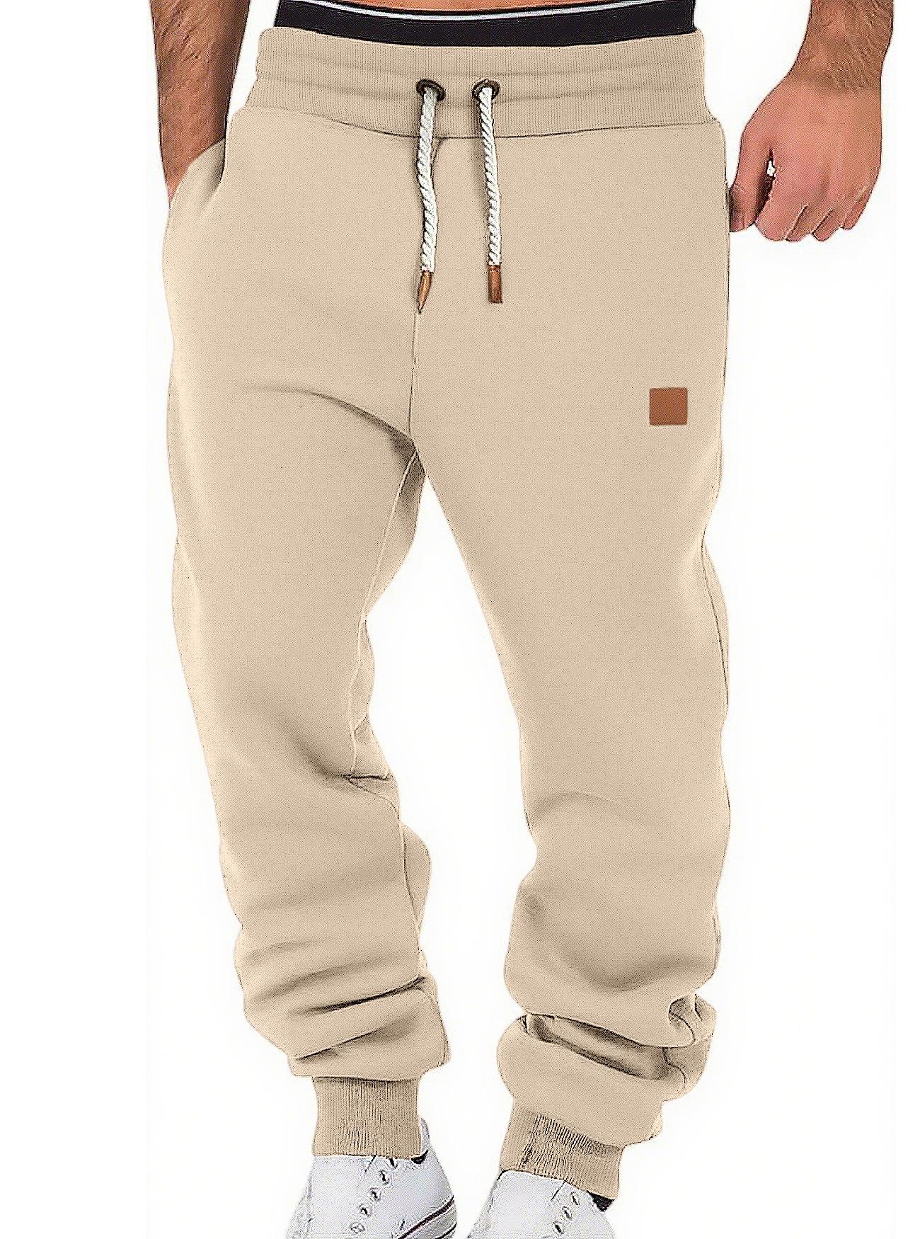 Men'S Solid Color Relaxed Stacked Sweatpants Cuffed Jogger Street Sports Casual Long Trousers