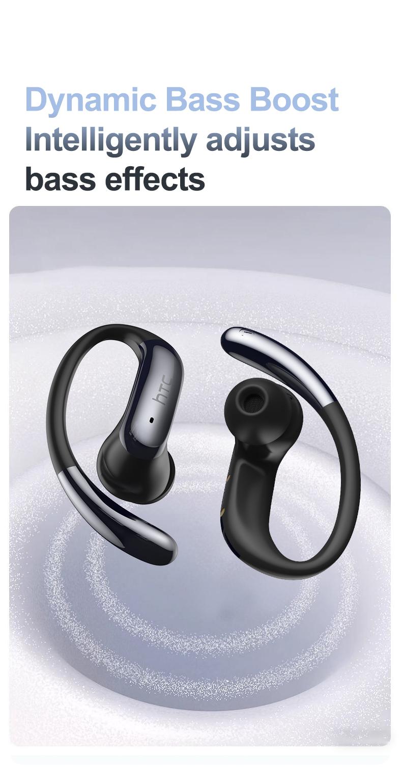 HTC NE63 Wireless Earphones, Bluetooth 6.0, low latency gaming, Hi-Fi sound quality, panoramic sound effect, noise cancellation, and high-definition calls. Suitable for studying, meetings, gaming, and sports