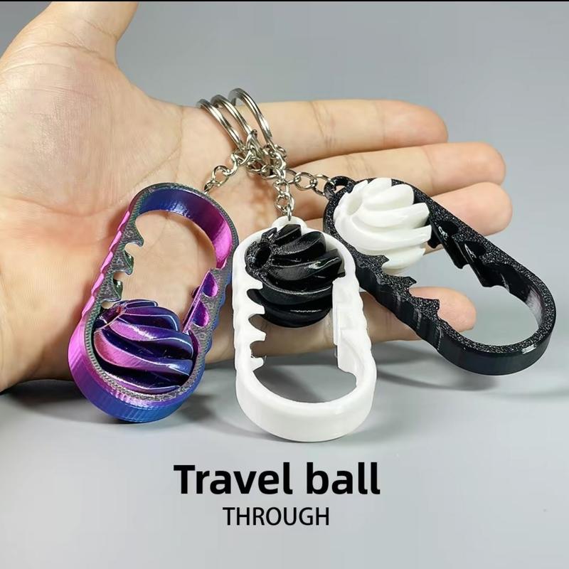 Christmas Gift,3D Printed Stress Relief Fidget Spinner Toy, Dual Color Spiral Keychain Pendant, Fun Decoration Wallet Charm, Stylish Keychain, Christmas Gift