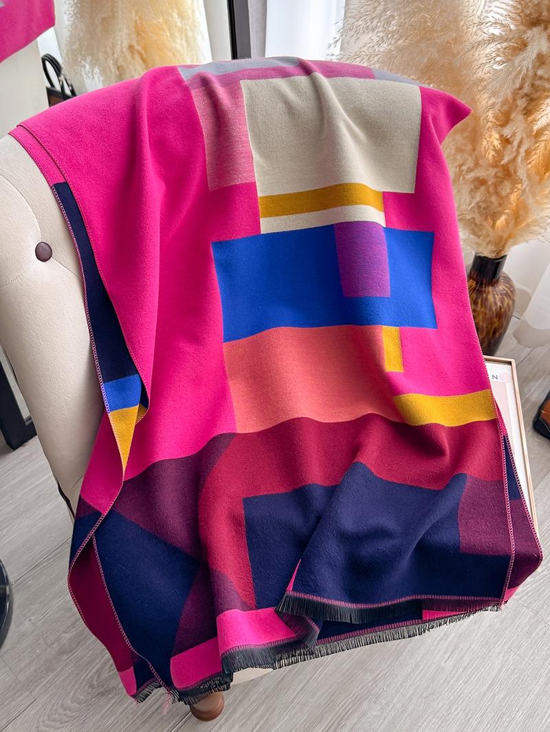 Women's Elegant Patchwork Scarf, Casual Soft Scarf, Soft Comfortable Fashion Shawl for Fall & Winter, Warm Fitted Design, Stylish Ladies Accessory Women's Elegant Patchwork Scarf, Casual Soft Scarf, Soft Comfortable Fashion Shawl for Fall & Winter, Warm Fitted Design, Stylish Ladies Accessory