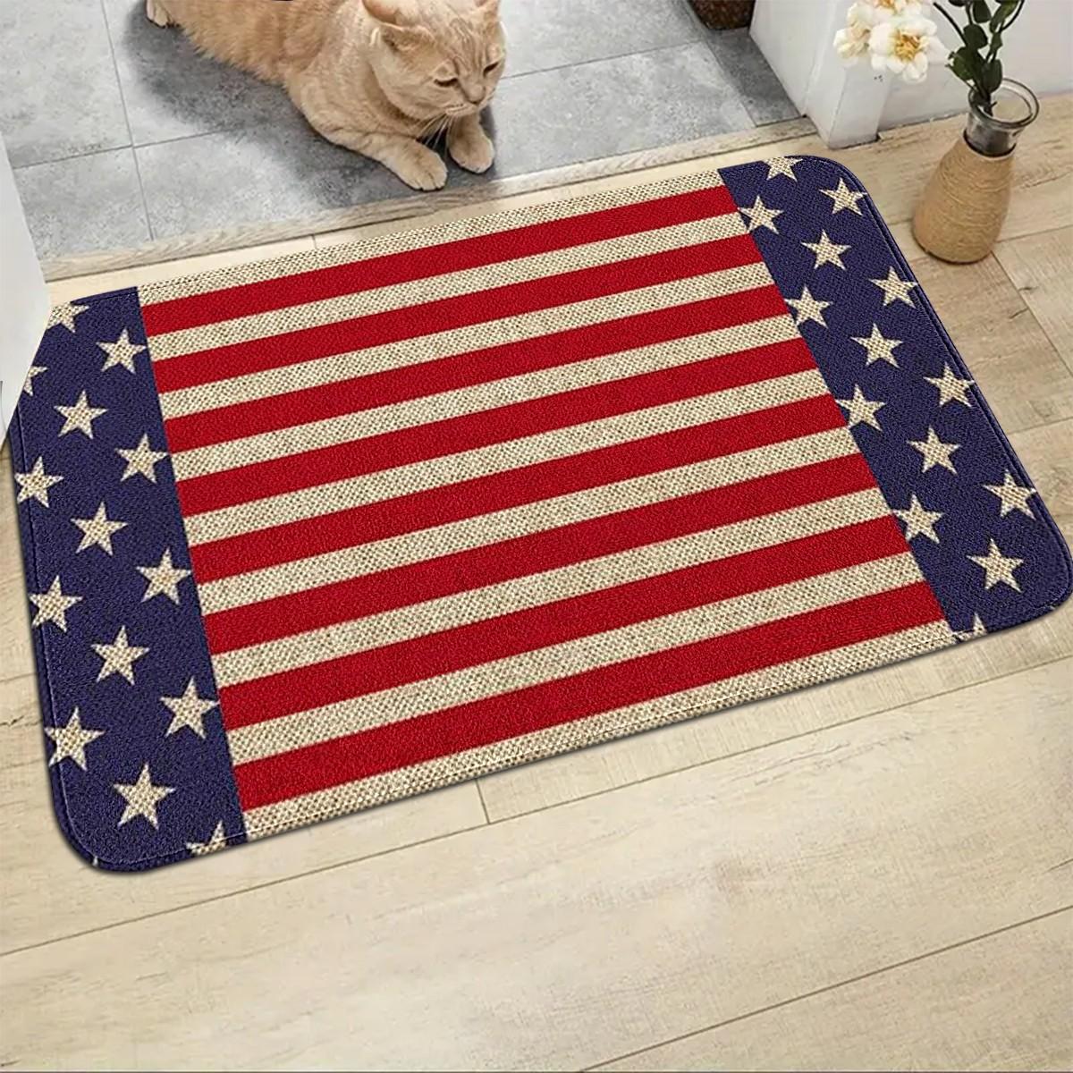 JIT 1/2/3 pc of flannel flag Memorial Day and Independence Day White Eagle Embroidered Carpet for Multi-Scene Use as Decorative Carpet - Kitchen Carpet Set, Flannel Washable Side-Edge Soft Carpet, Suitable for Kitchen, Bedroom, etc.