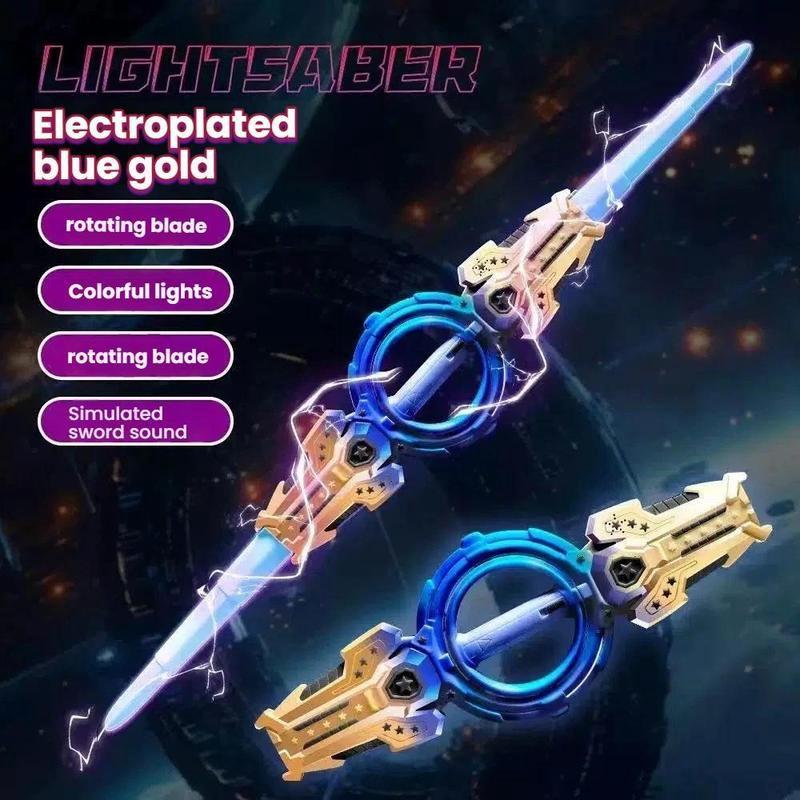 Double Bladed Rotating Handheld LED Lightsaber Toy - Light Up Sword Saber, 7 Color Lights, 360° Rotating, Non-Toxic Safe Design, Kid-Friendly LED, Teenage Boy Gifts, Boyfriend Gift Ideas, Birthday Role Play Toy
