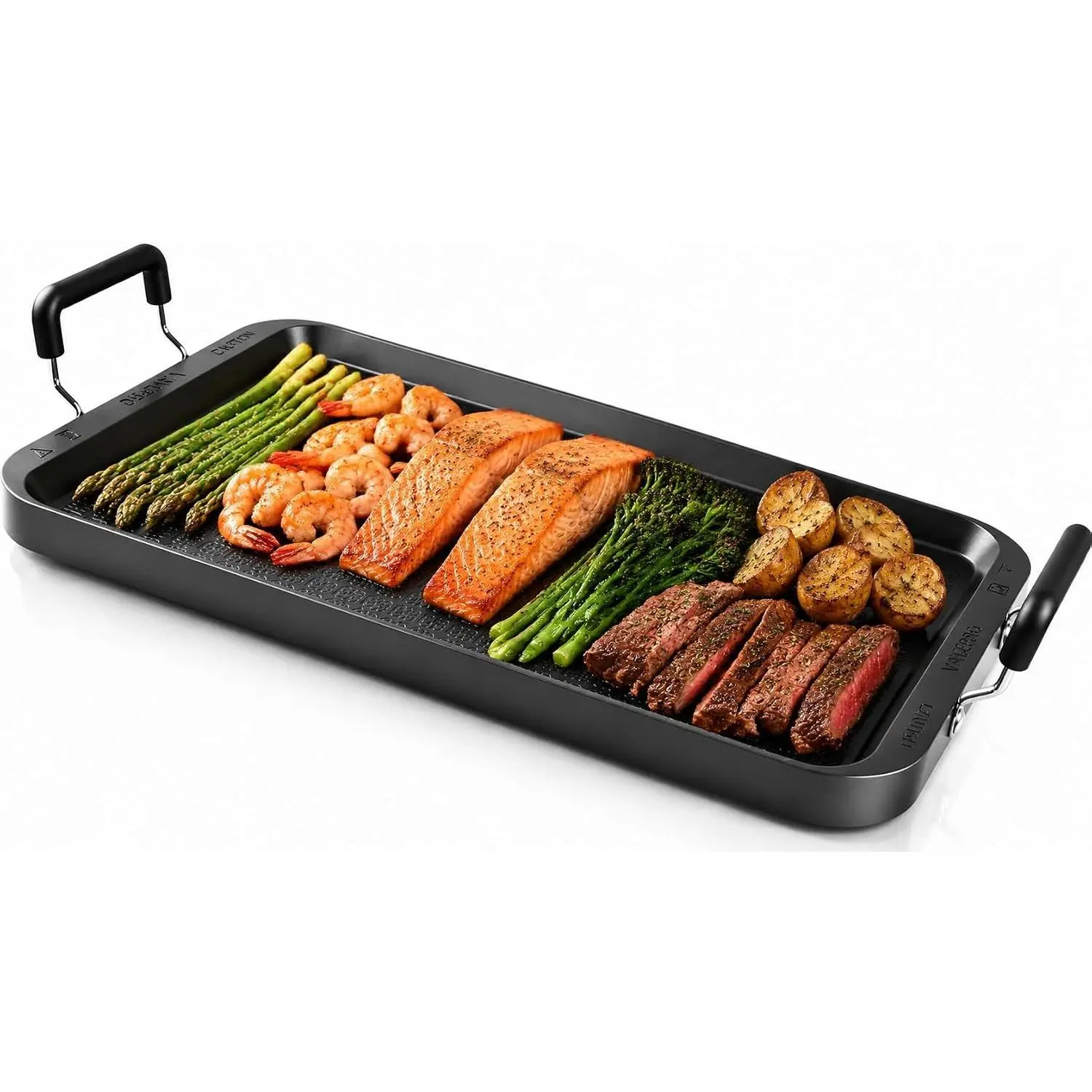 17" Warp-Resistant Stove Top Griddle for Gas Stove, Ceramic Nonstick Aluminum Double Burner Flat Top Grill Pan for Pancakes Breakfast Indoor Cooking Camping & BBQ