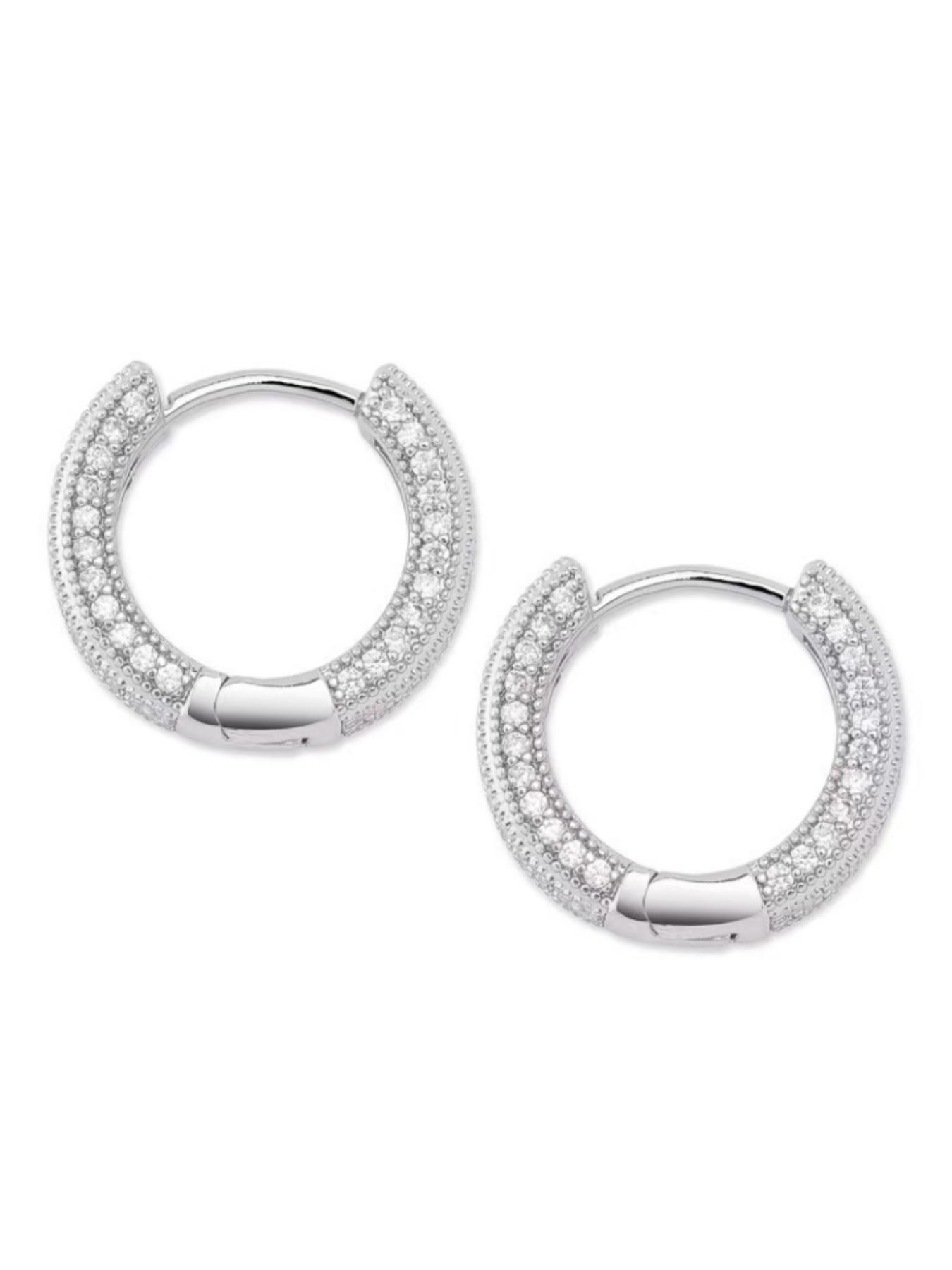 Huggie Hoop Earrings for Women, Full Pave Zircon, 14K Gold Plated & Silver Tone, Daily Party Jewelry, Mother’s Day Holiday Gift