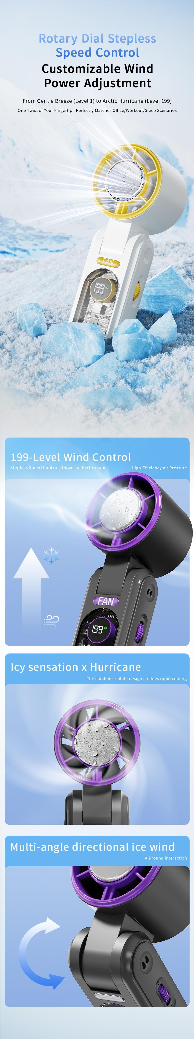 Adjustable USB Handheld Mini Fan, Portable Rechargeable Fan with Display Screen, Compact and Lightweight Design, Ideal for Travel and Home Use