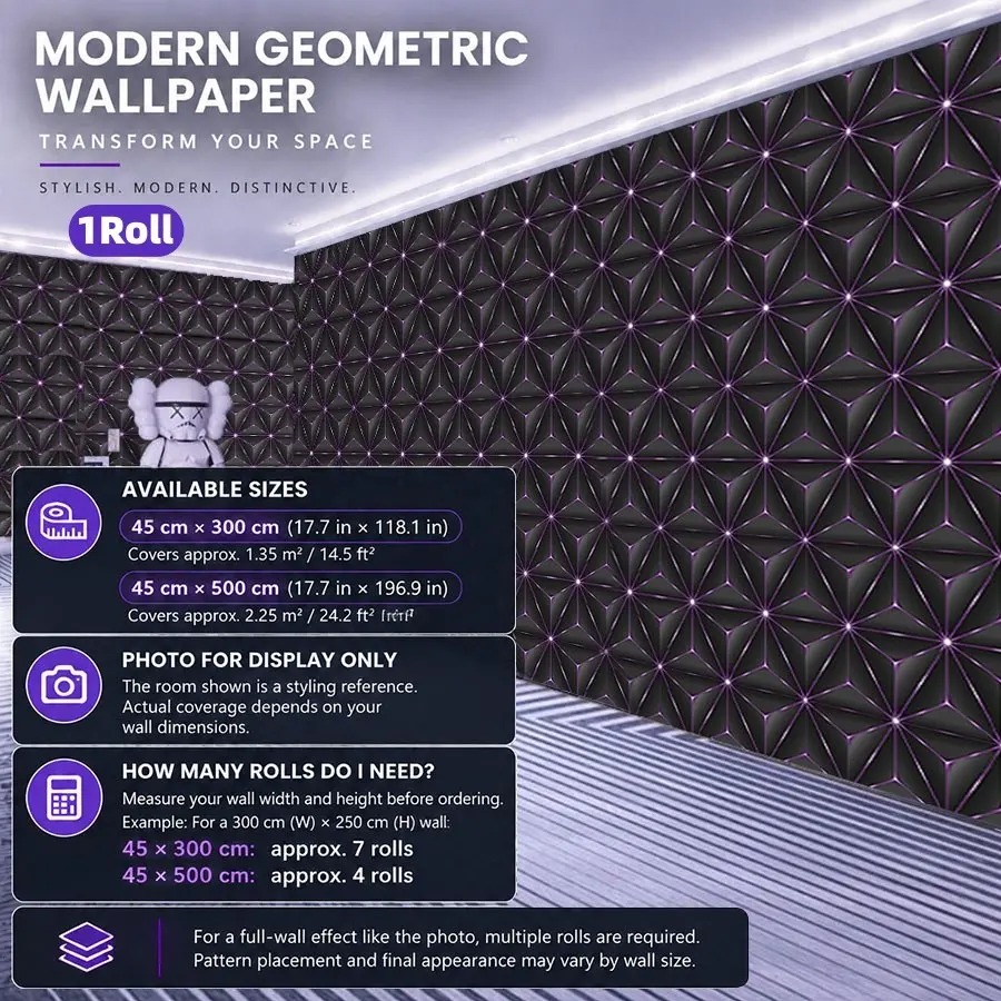 3D Diamond Self Adhesive Wallpaper Roll for Indoor Use, Interior Walls, Bedroom and Game Room Background Decor, Fashion Design, Enhances Space Elegance