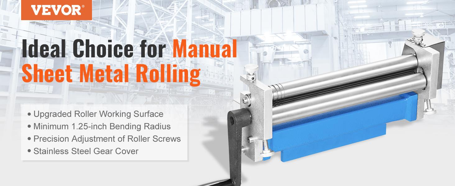 VEVOR Slip Roll Machine, 12.6 inches Forming Width in 20 Gauge Capacity, Sheet Metal Slip Roller Rolling Bending Machine, with 2 Detachable Rollers for Low Carbon Steel Copper Aluminum Alloy Sheet