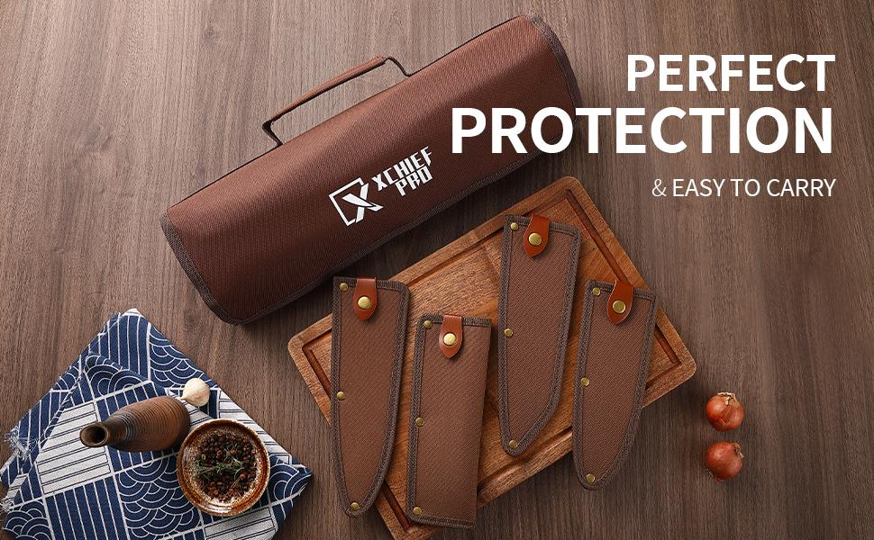 Xchief Pro Japan Knife Set, High Carbon Steel Japan Nakiri Santoku Knife Set, Hand Forged Meat Cleaver Butcher Knife with Accessories for Kitchen, Camping BBQ Knives Set with Bag