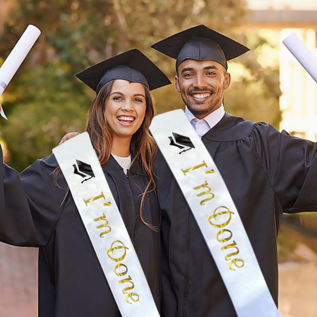 Graduation I'm Done Sash Set, Unisex Graduation Party Decoration Shoulder Strap, Plain Honor Graduate Ribbon, Pure Color Shawl