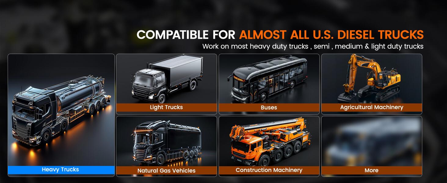 ANCEL HD601 Heavy Truck Scanner for Cummins, Detroit, Freightliner, International, Paccar, All System Diesel Diagnostic Scan Tool, 2 in 1 Truck & Car Check Engine Code Reader, Lifetime Free Update