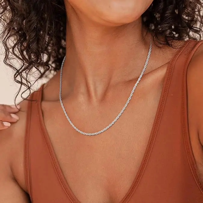 Sparkling 14K Gold Plated Twisted Rope Chain Necklace for Women Men Unisex Daily Casual Match Hypoallergenic Non Fading Trendy Fashion Jewelry Gift