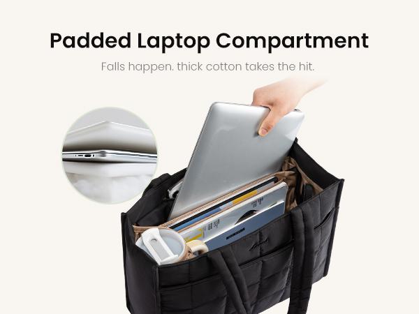 【Valentine's Day Gift】LOVEVOOK Quilted Colorblock Tote Bag for Women – Lightweight Padded Handbag , Large Everyday Work & Travel Tote, Fits Laptop/Tablet, Water Bottle Pocket, Comfortable Shoulder Handles, Stylish Commuter Purse TikTokShopJumpstartSale