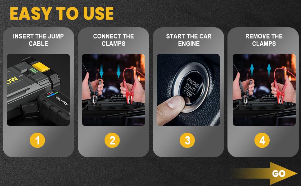 AVAPOW Car Jump Starter,4000A Peak 27800mAh Battery Jump Starter,Portable Battery Booster,12V Jump Box with LED Light,USB QC 3.0