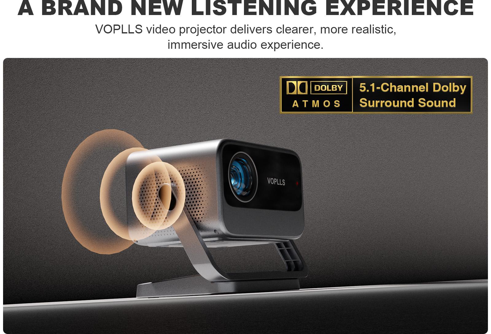 VOPLLS Netflix Certified Portable Projector Native 1080P Gaming | Outdoor Movie Mini Projector with Dual Auto Focus & Keystone Correction | 3D Dolby Audio, WiFi 6 & Bluetooth 5.0 | 50% Zoom for Home Theater, Camping, (600 ANSI Lumen, HDMI/USB-C)