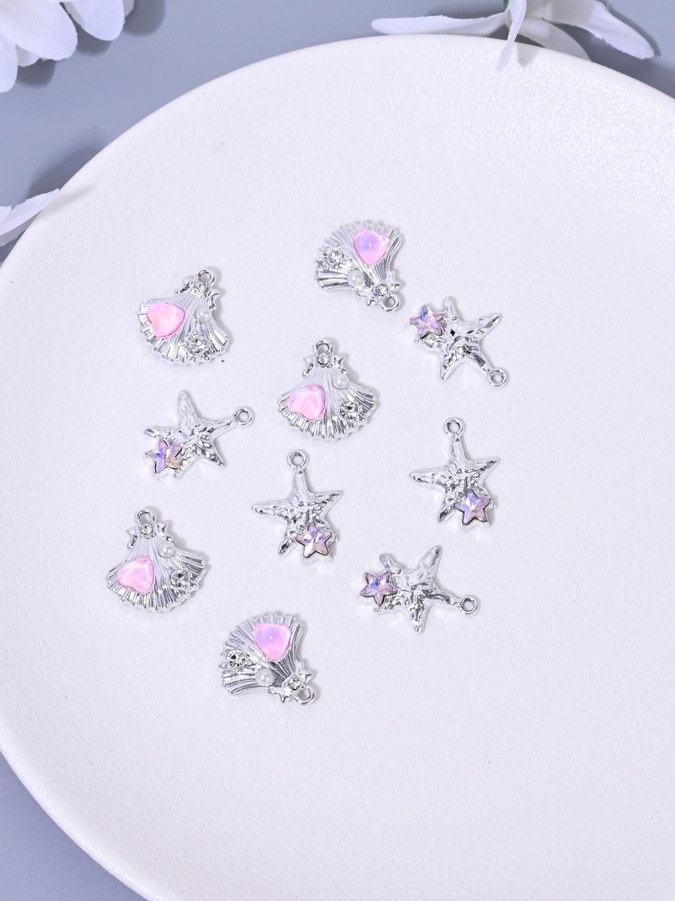 10 Sweet Oceanic Shell Starfish Charms, Perfect for DIY Jewelry Making, Earrings, Necklaces, Bracelets, Keychains, Daily Accessories