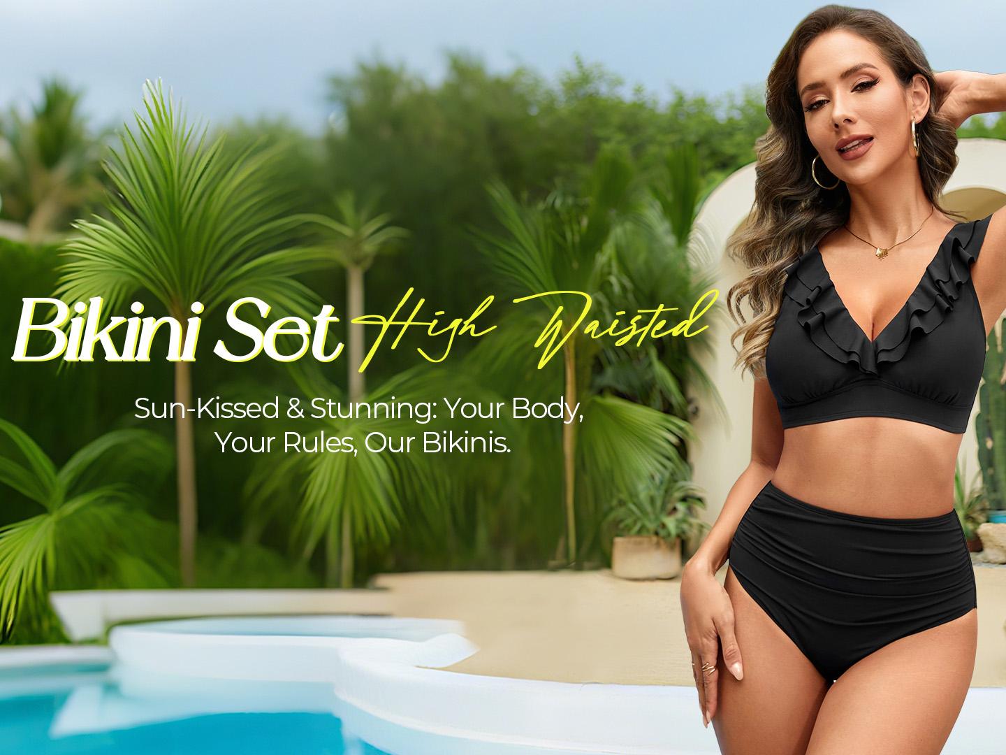 Tempt Me Women High Waisted Bikini Sets - Two Piece Tummy Control Swimsuits 2026 Ruffle Bathing Suit 2026