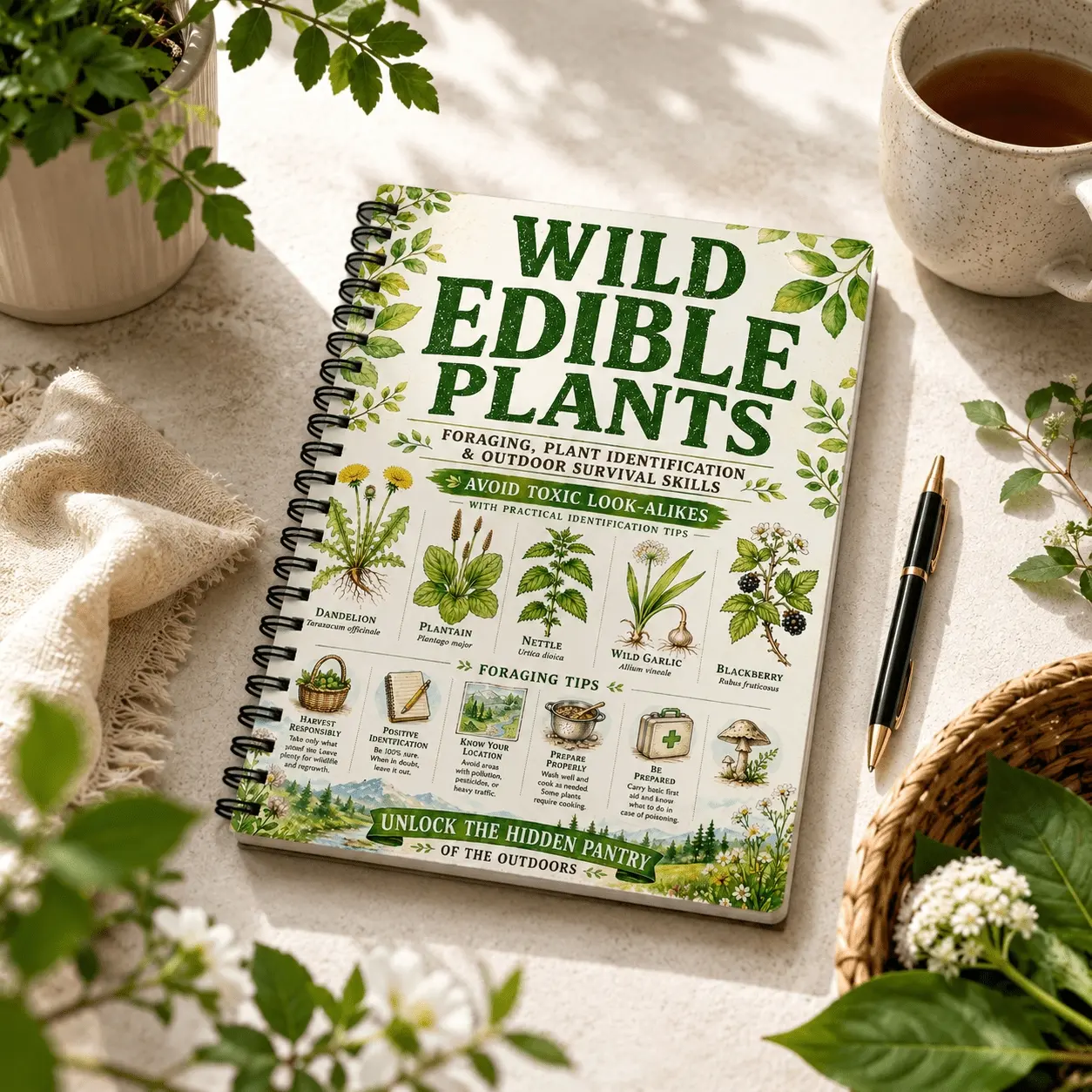 Wild Food & Herbal Foraging Learning Notebook Journals, Track Plant Identification, Edible Plants, Mushrooms, Fruits, Outdoor Survival Skills Log